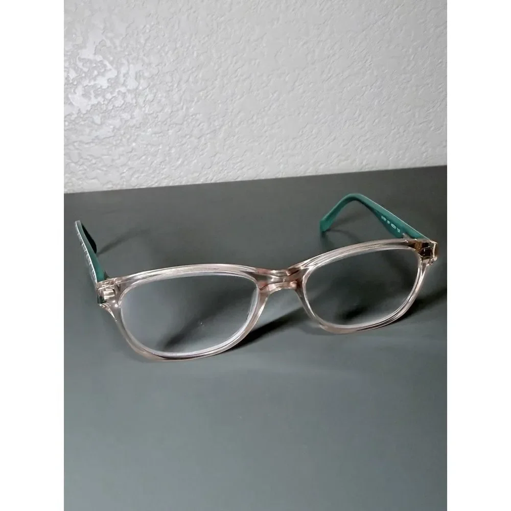Marchon NYC Junior M-7501 Kids‎ Eyeglasses Pink Clear Teal Heart Print 46-15-130